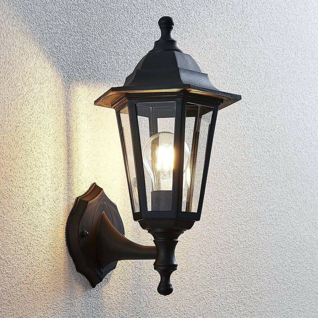 Lámparas de exterior Lindby Lantern-shaped Nane outdoor wall light, black