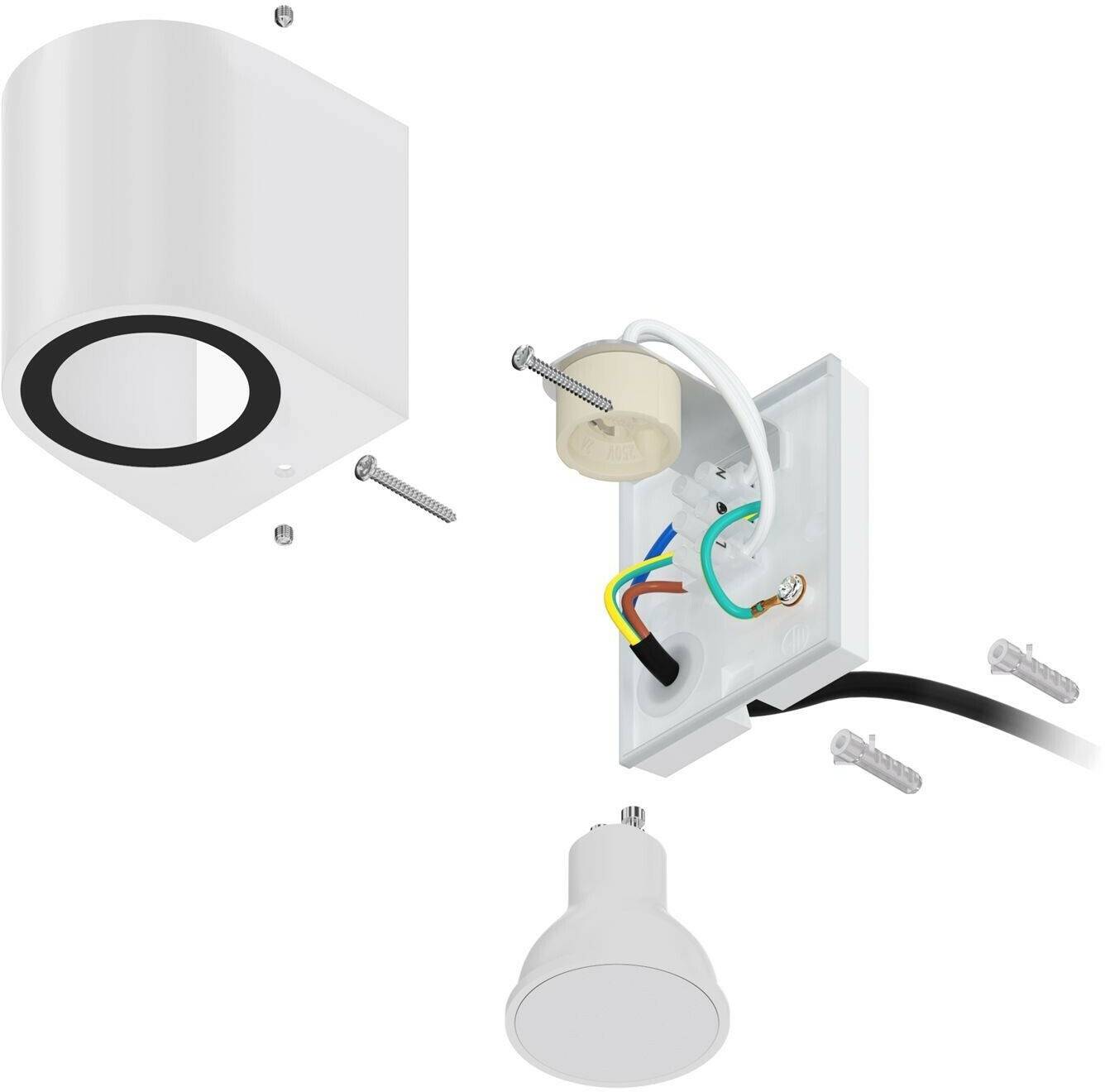 ledscom.de ALSE downlight wall light for outdoor use, white, aluminum, round, incl. GU10 LED lamp (white, 2.076W, 206lm, 110°) Lámparas de exterior