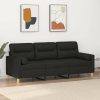 vidaXL 3-seater sofa with decorative cushions black 180 cm fabric (3200833) Sofás