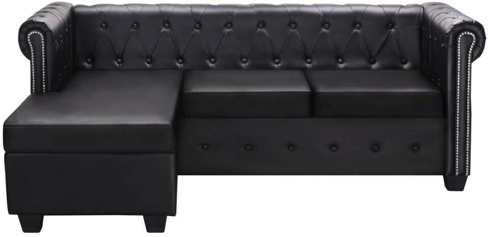 Sofás vidaXL Chesterfield sofa L-shape faux leather black (245536)