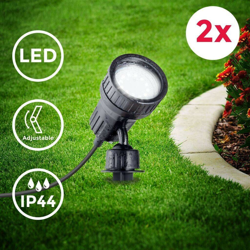 Lámparas de exterior B.K.Licht 2x garden spotlight LED ground spike IP44 outdoor halogen