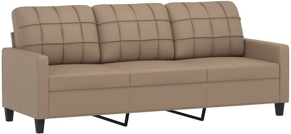 vidaXL 3-seater sofa with decorative cushions cappuccino brown 180 cm faux leather (3200812) Sofás