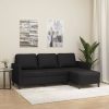 vidaXL 3-seater sofa with stool black 180 cm faux leather (3201122) Sofás