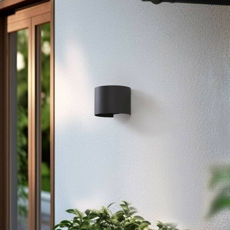 Lámparas de exterior Lindby Smart LED outdoor wall light Dara gray round CCT RGB Tuya