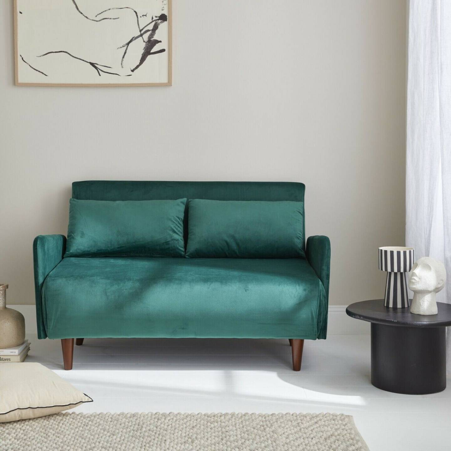 sweeek 2-seater single sofa Panam - sleep functiongreen Sofás