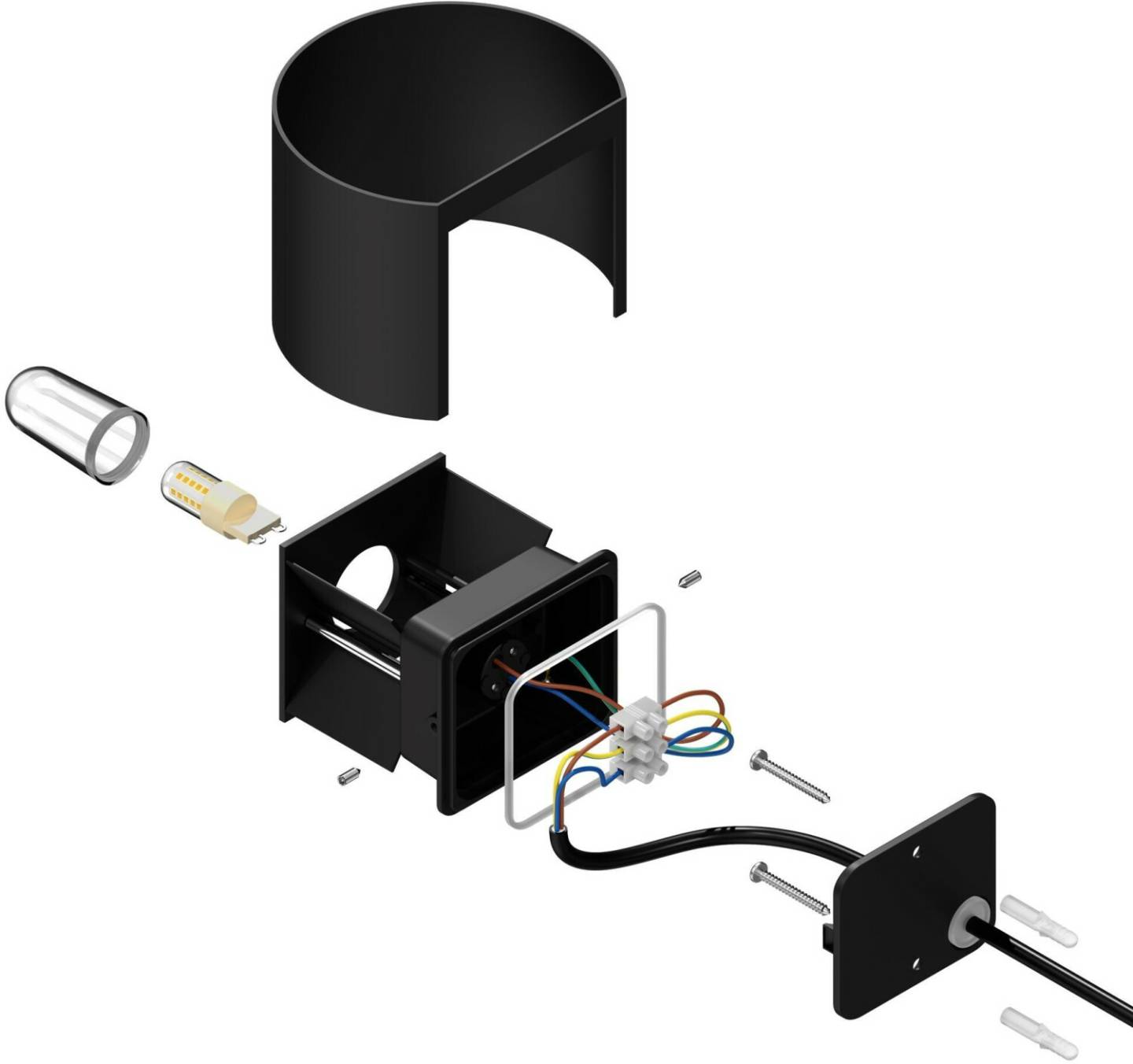 Lámparas de exterior ledscom.de RUNEL wall light, motion detector, for outside, black, IP65, up & downlight + LED lamp 501lm, warm white