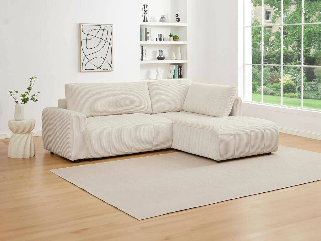 Kauf-Unique Corner sofa - corner right - corduroy - beige - RICIA Sofás