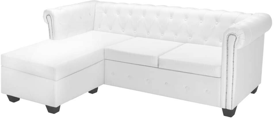 vidaXL Chesterfield sofa L-shape faux leather white (245537) Sofás