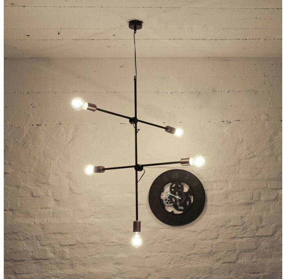 Lámparas Licht-Erlebnisse Hanging lamp in black industrial design adjustable E27 - black, copper