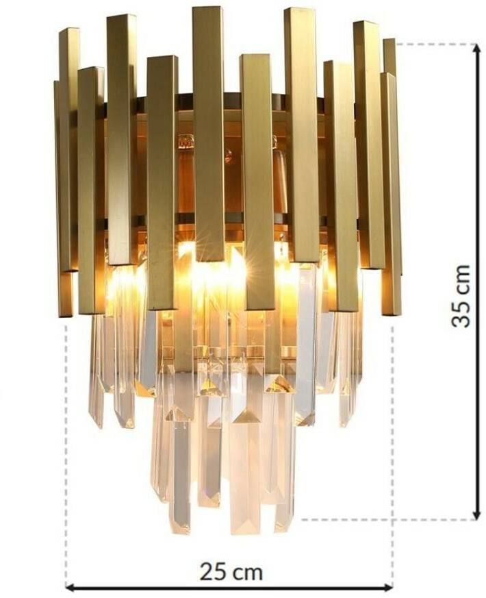 Aspen metal wall light, gold-ed glass crystals Ø25 cm Lámparas