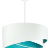 Lámparas Licht-Erlebnisse Pendant light white turquoise fabric Ø50cm modern o dining room living room - white, dark turquoise