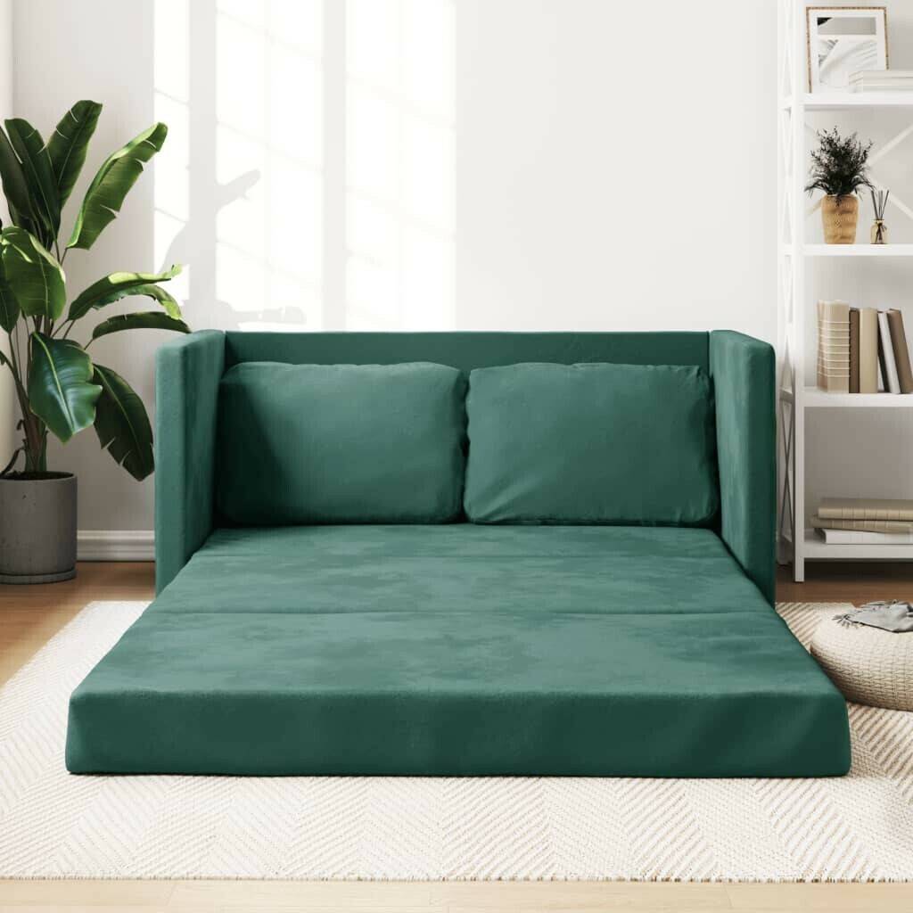 vidaXL Floor sofa with sleeping function dark green 122x204x55 cm velvet (353961) Sofás