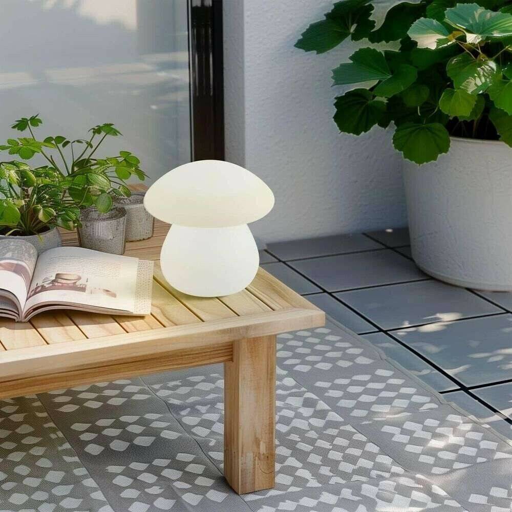 Lámparas de exterior Lindby LED battery-powered outdoor table lamp Vernate, RGBW, white, dimmable