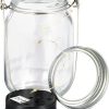 Lámparas de exterior Relaxdays Solar glass set of 3, 8 LEDs each in a mason jar with handle, H x D: 13 x 8 cm, with twilight sensor, transparent, iron