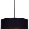 Pendant light Boho rattan textile black/beige Lámparas