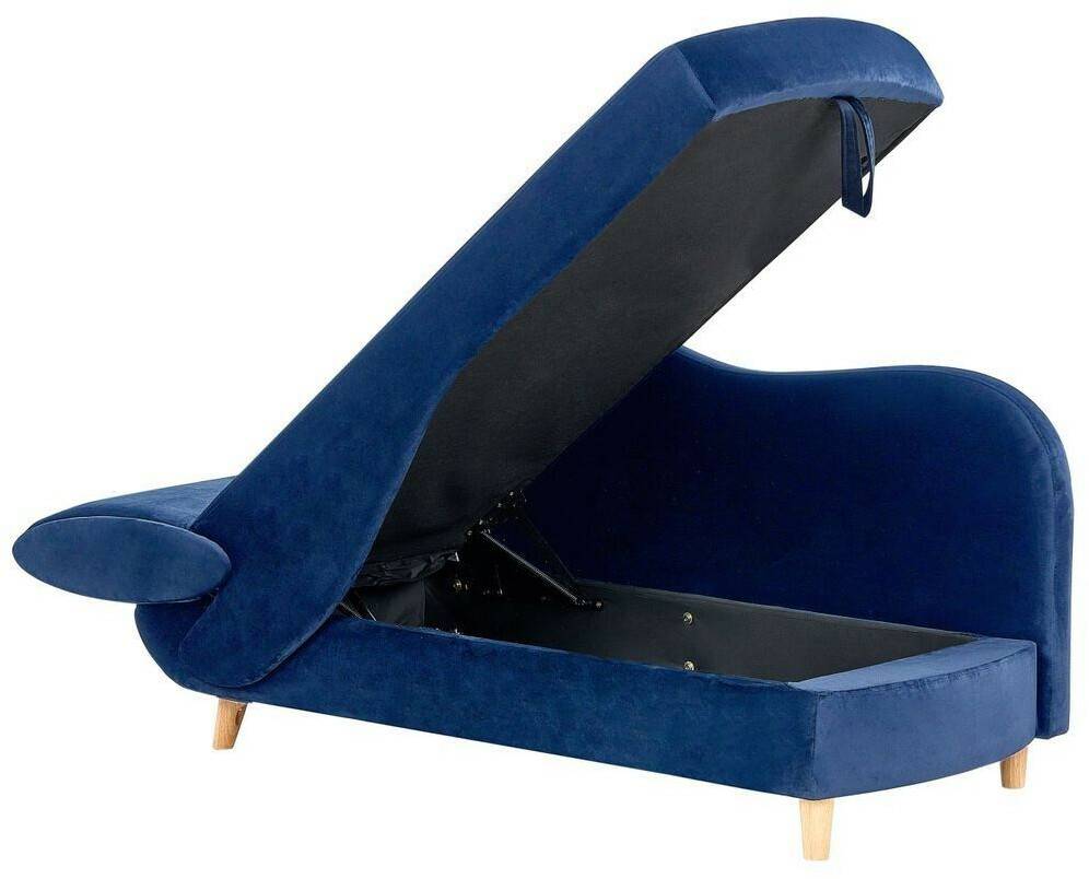 Beliani Meri Chaise Longue Velvet 175x73x156 cm LeftNavy blue Sofás