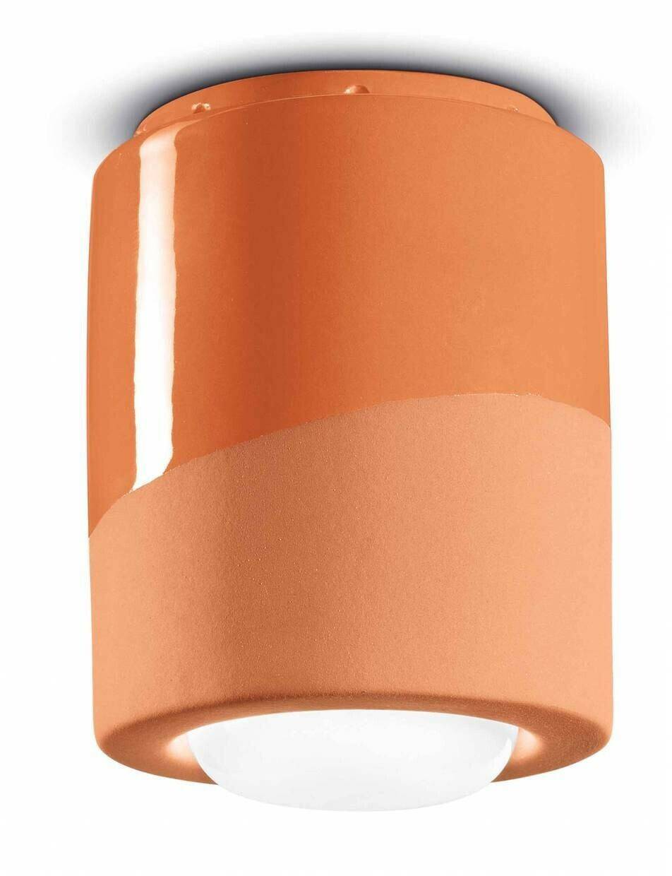 Lámparas Ferroluce Ceiling lamp PI, cylindrical, Ø 12.5 cm orange