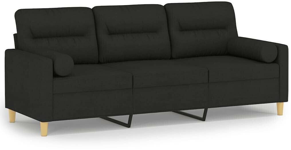 vidaXL 3-seater sofa with decorative cushions black 180 cm fabric (3200833) Sofás