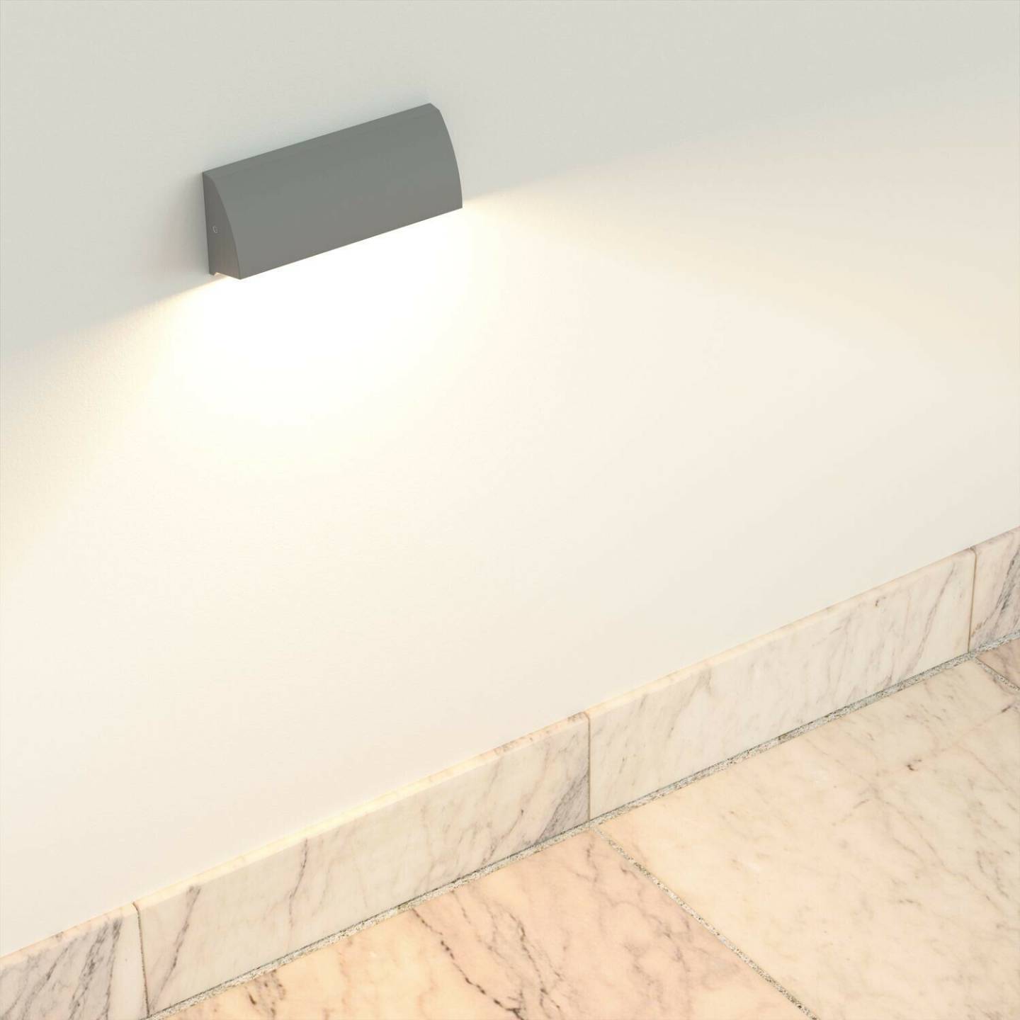 Lámparas de exterior ledscom.de LED wall light/stair light SEGIN IP54, flat, downlight, matt gray, square, 3.8 W, 265lm, warm white