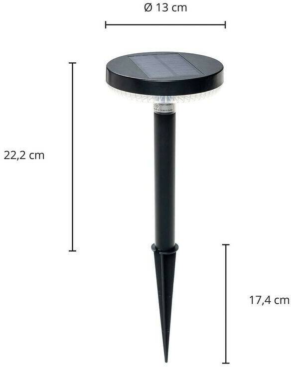 PRIOS Glenios LED solar lamp with ground spike Lámparas de exterior