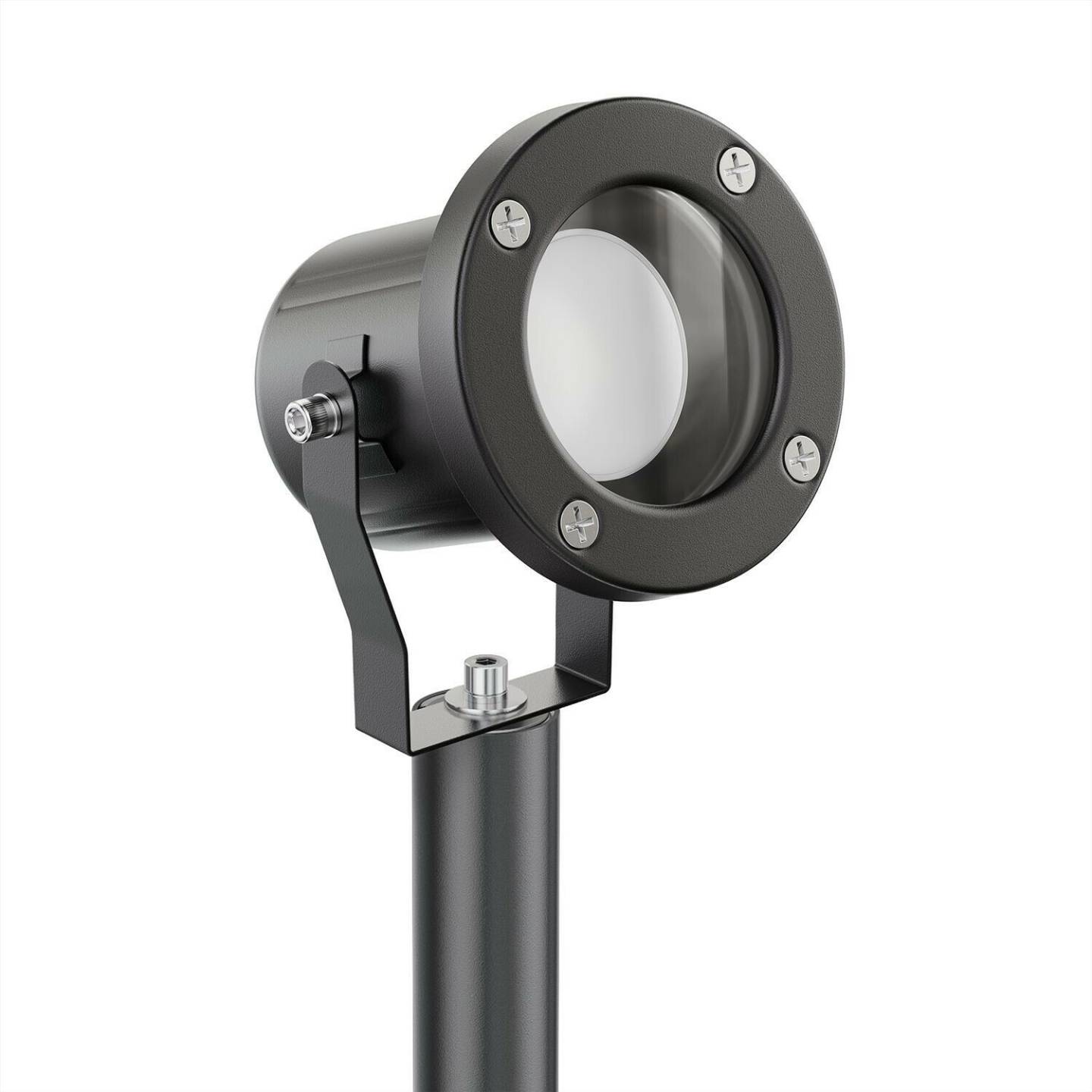 Lámparas de exterior ledscom.de Garden spotlight with ground spike MIBU stainless steel, black, incl. Smart Home RGBW GU10 LED lamp, 5.41W, 473lm